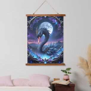 Moonlit Guardian – Swan of the Quiet Light. Hanging Tapestry