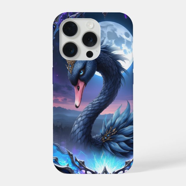 Moonlit Guardian – Swan of the Quiet Light.  iPhone Case (Back)
