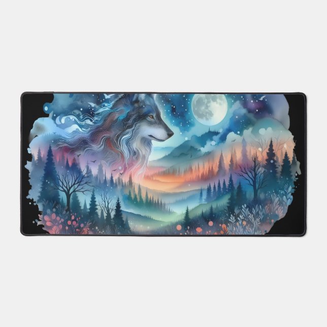 Moonlit Guardian – Whisper of the Wild Desk Mat (Front)