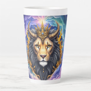 Moonlit Guardians – Cosmic lion. Latte Mug