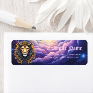 Moonlit Guardians – Cosmic lion.  Return Address Label