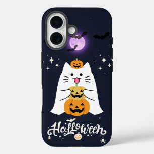 Moonlit Halloween Cat – Spooky & Sweet Night iPhone 16 Case
