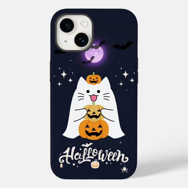 Moonlit Halloween Cat – Spooky & Sweet Night Case-Mate iPhone Case (Back)