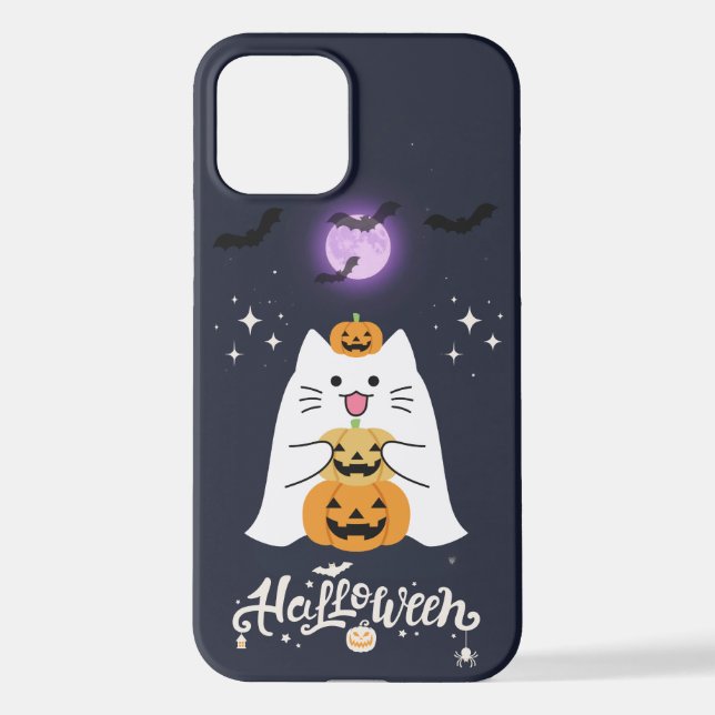 Moonlit Halloween Cat – Spooky & Sweet Night iPhone Case (Back)