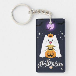 Moonlit Halloween Cat – Spooky & Sweet Night Key Ring