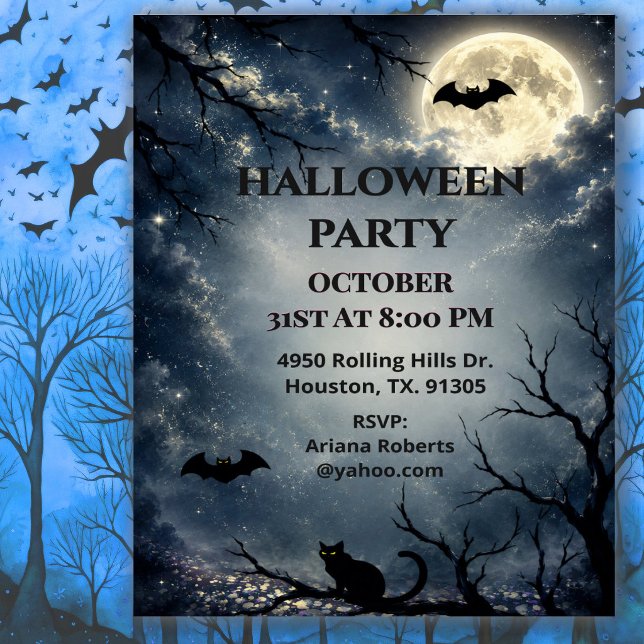 Moonlit Halloween Night Party Invitation (Creator Uploaded)