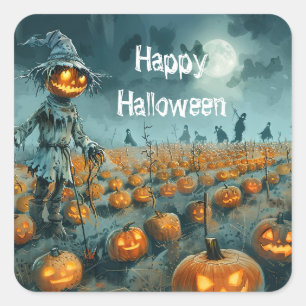 Moonlit Harvest – Shadows in the Pumpkin Patch Square Sticker