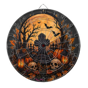 Moonlit Haunted Graveyard Gothic Halloween Cemeter Dartboard