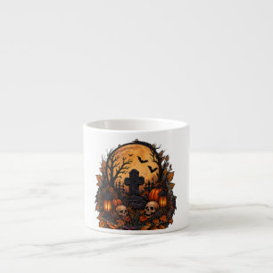 Moonlit Haunted Graveyard Gothic Halloween Cemeter Espresso Cup