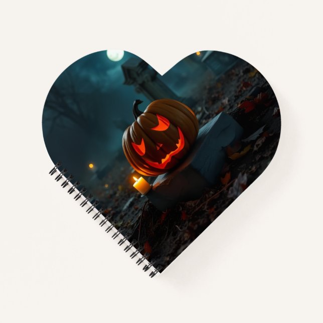 Moonlit Haunted Pumpkin Cemetery Notebook (Front)