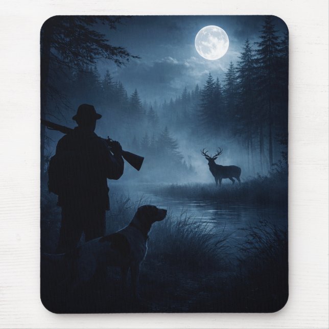 Moonlit hunt in the mist mouse pad (Front)