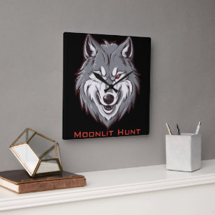 Moonlit Hunt Square Wall Clock