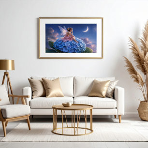 Moonlit Hydrangea Fairy Poster