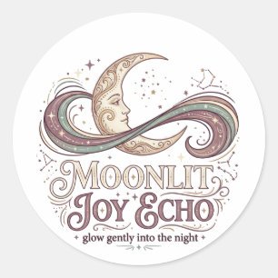 Moonlit Joy Echo Dreamy Celestial Lettering Classic Round Sticker