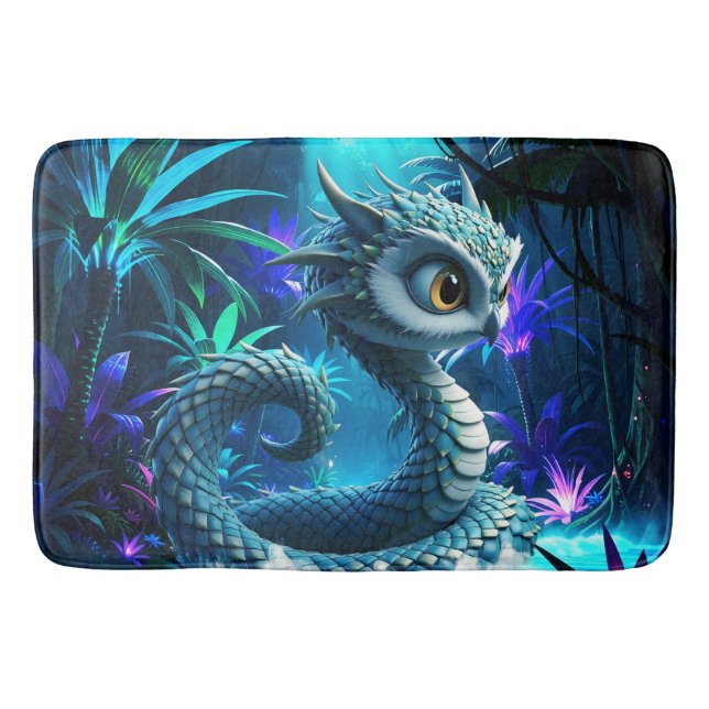 Moonlit Jungle Guardian – Enchanted Owl  Bath Mat (Front)