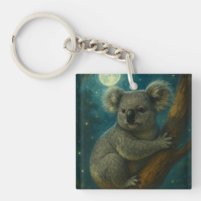 Moonlit Koala Perch Key Ring (Front)