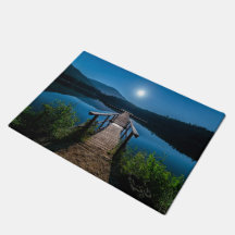 Moonlit Lake Dock Scenic Rug
