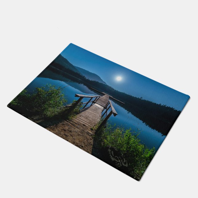 Moonlit Lake Dock Scenic Rug (Angled)