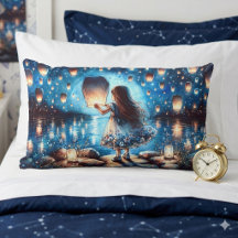 Moonlit Lantern Lake Girl