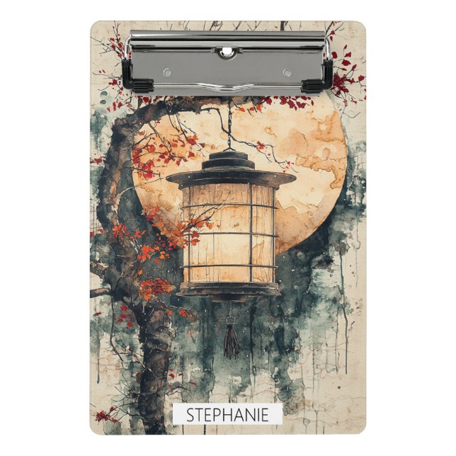 Moonlit Lantern Sumi-E Watercolor (2) Mini Clipboard (Front)
