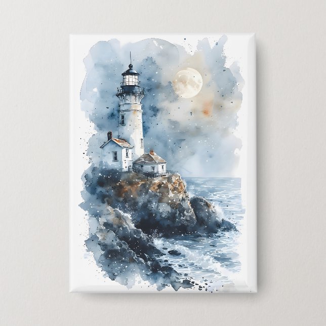 Moonlit Lighthouse on Rocky Coastline (Front)