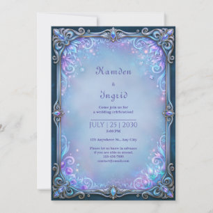 Moonlit Lilac Crystal Filigree Wedding Invitation