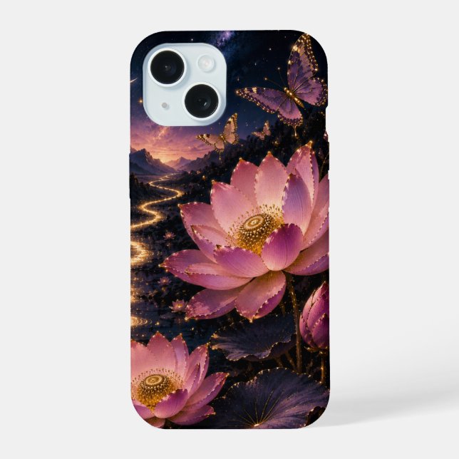 Moonlit Lotus Butterfly Phone Case (Back)