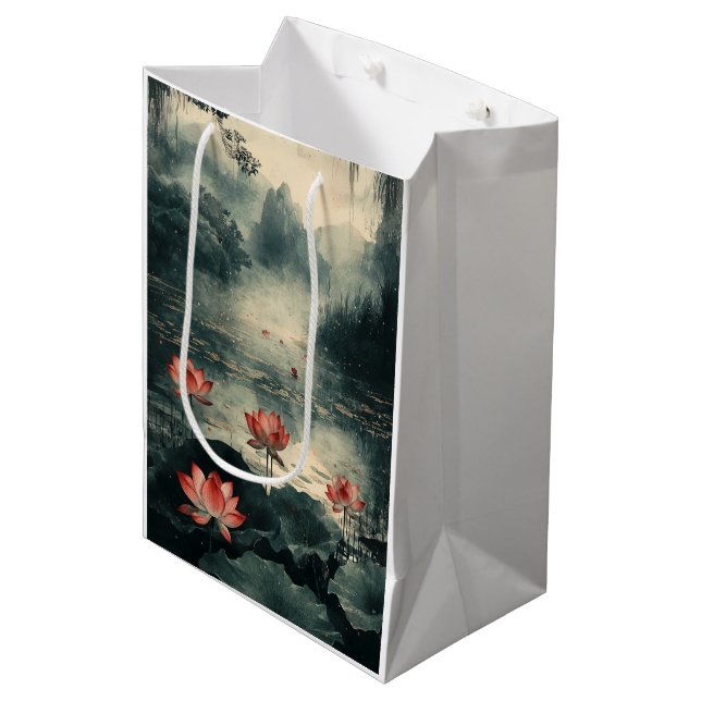 Moonlit Lotus Lake (2) Medium Gift Bag (Front Angled)