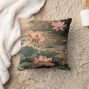 Moonlit Lotus Lake (3) Cushion