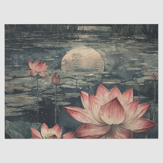 Moonlit Lotus Lake (4) Tissue Paper (Front)