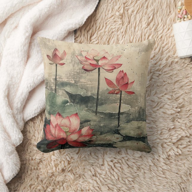 Moonlit Lotus Lake (6) Cushion (Blanket)