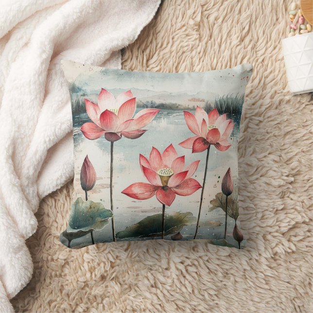 Moonlit Lotus Lake (7) Cushion (Blanket)