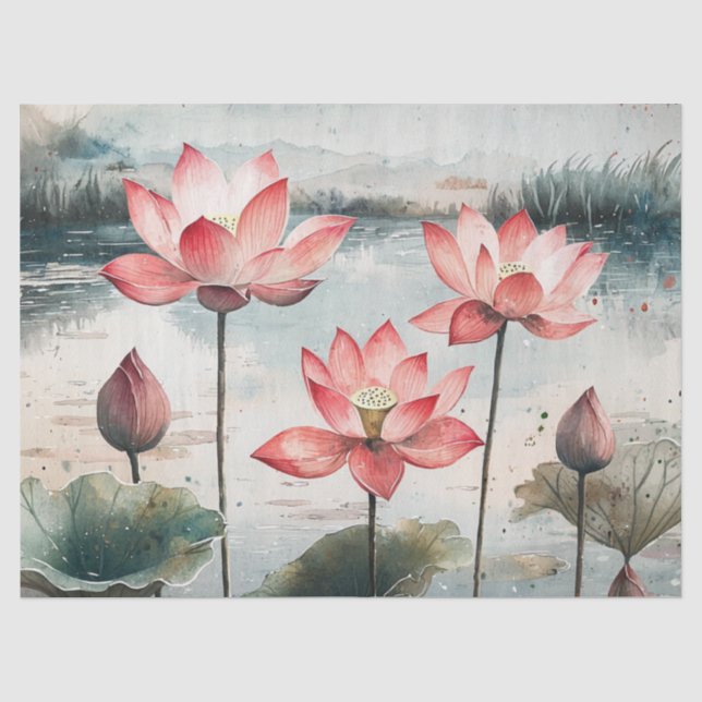 Moonlit Lotus Lake (7) Tissue Paper (Front)