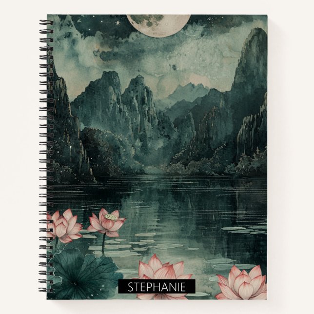 Moonlit Lotus Lake (8) Notebook (Front)