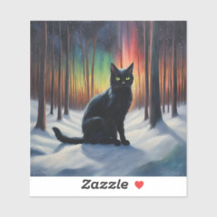 Moonlit Magic: A Black Cat in the Snowy Forest