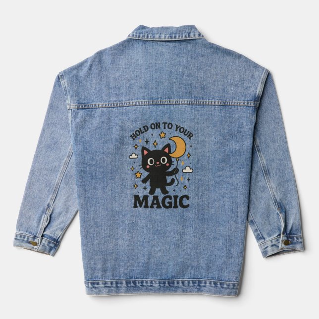 Moonlit Magic Cat Denim Jacket (Back)