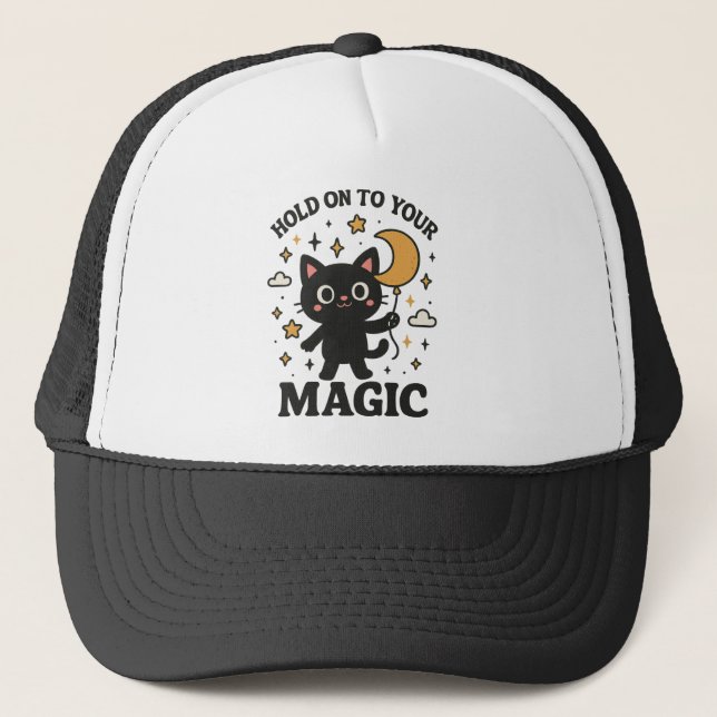 Moonlit Magic Cat Trucker Hat (Front)