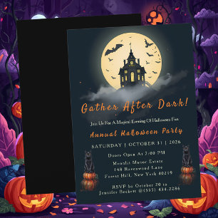 Moonlit Manor Gather After Dark Halloween  Invitation