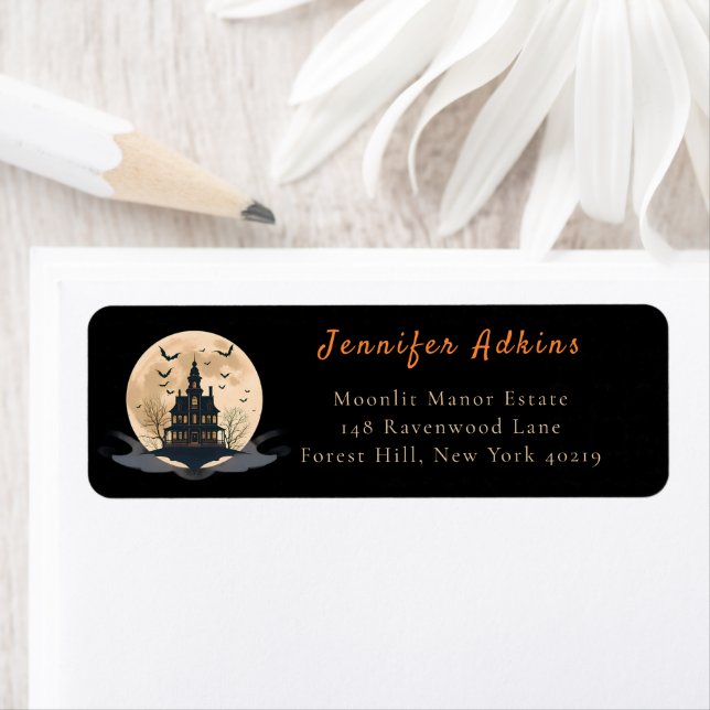 Moonlit Manor Halloween  Return Address Label (Insitu)