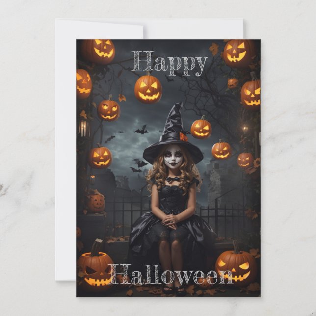 Moonlit Masquerade: An Enchanting Halloween Affair Invitation (Front)