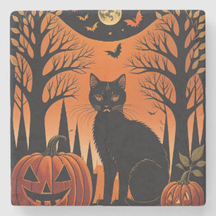 Moonlit Meow Stone Coaster