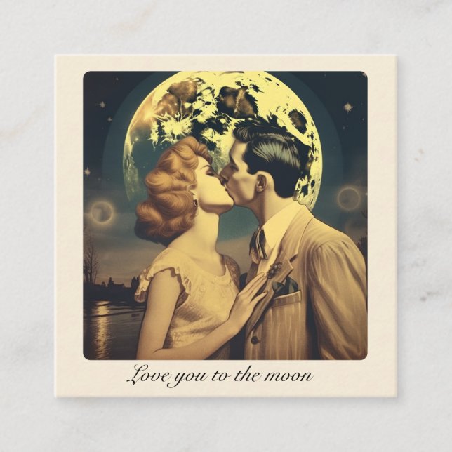 Moonlit Midcentury Romance Love Note Enclosure Card (Front)
