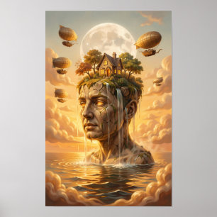 Moonlit Mindscape of Floating Wonder Poster