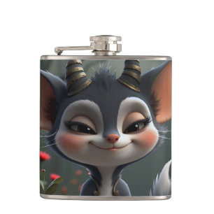 Moonlit Mischief Forest Spirit of Crimson Bloom. Hip Flask