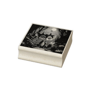 Moonlit Mischief Forest Spirit of Crimson Bloom.  Rubber Stamp
