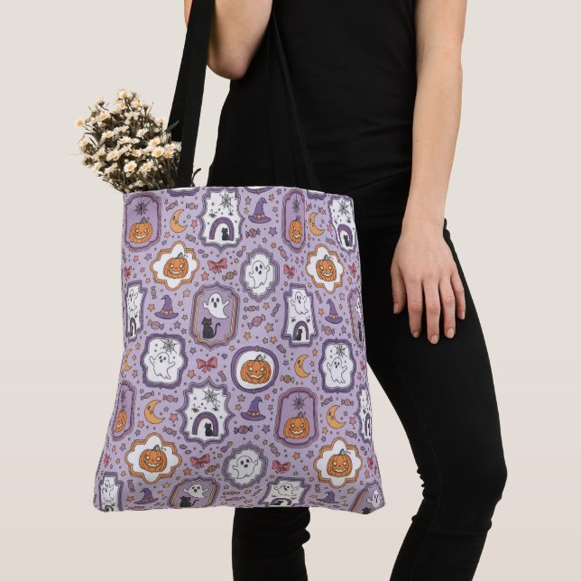 Moonlit Mischief Halloween Tote Bag (Close Up)