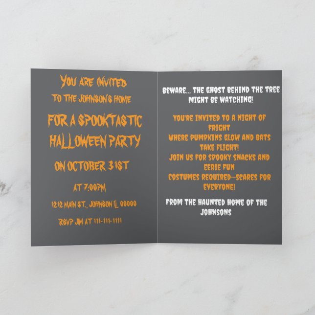 Moonlit Mischief with Ghost & Pumpkin Invitation (Inside)