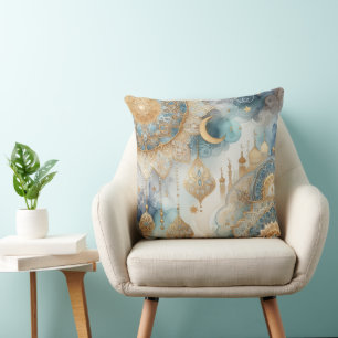 Moonlit Mosque Serenity for Ramadan Cushion