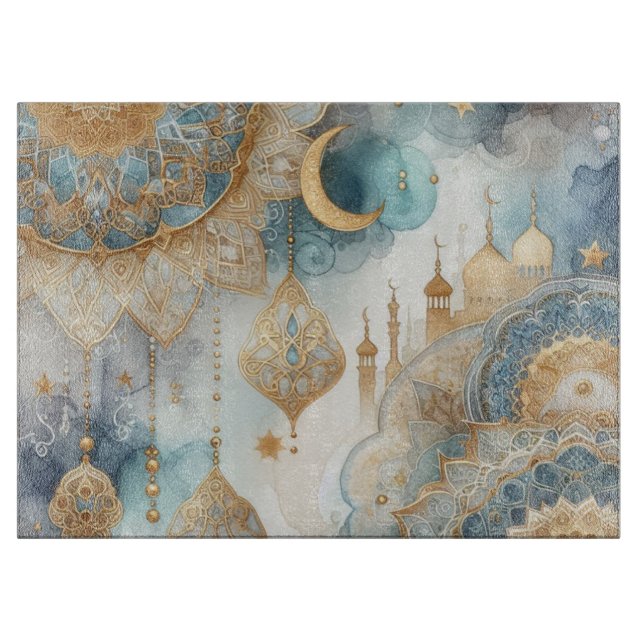Moonlit Mosque Serenity for Ramadan Cutting Board (Front)