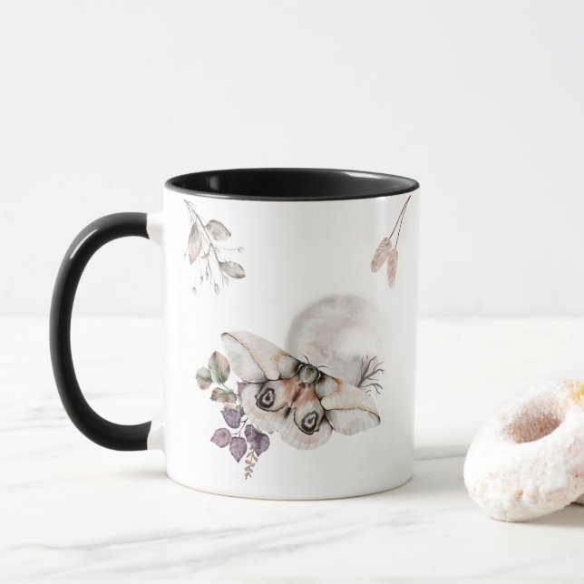 Moonlit Moth Graphic Mug (With Donut)